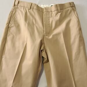 Mens Orvis Pleated Khaki Pants 34x42 Cuffed Casual Business